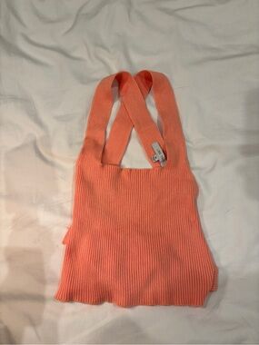 Love Tree Peach-Orange Ribbed Knit Tank
